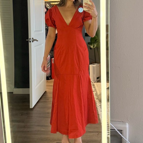 Abercrombie & Fitch Elegant Red V-Neck Dress - Picture 5 of 6